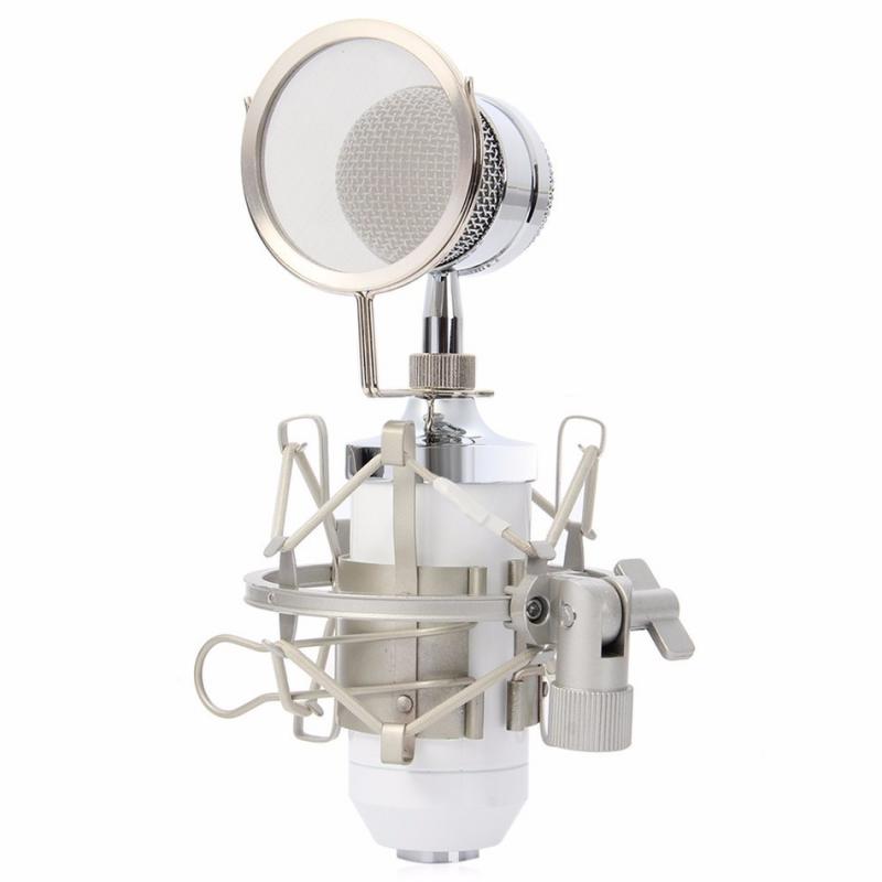 BM8000 Professional Microphone Recording Equipment Noise Reduction Recording Condenser Microphone W/ Pop Filter