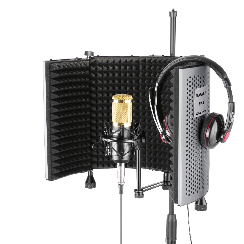 Neewer NW-5 Foldable Adjustable Portable Sound Absorbing Vocal Recording Panel, Aluminum Acoustic Isolation Microphone Shield