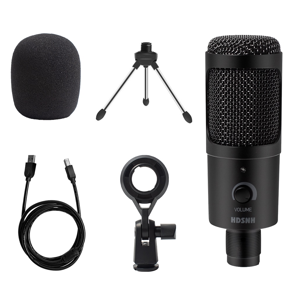USB Microphone Condenser D80 Recording Microphone with Stand and Ring Light for PC Karaoke Streaming Podcasting for Youtube